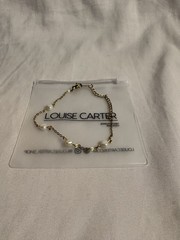 Louise Carter Gold Tone Cable Chain Bracelet w/ White Pearls, Adjustable