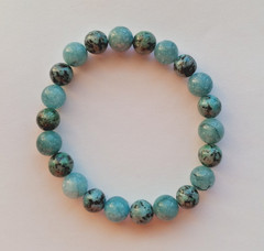 NEW BLUE SESAME JASPER & QUARTZ BEADED BRACELET, BUY ANY 2 GET 3RD FREE