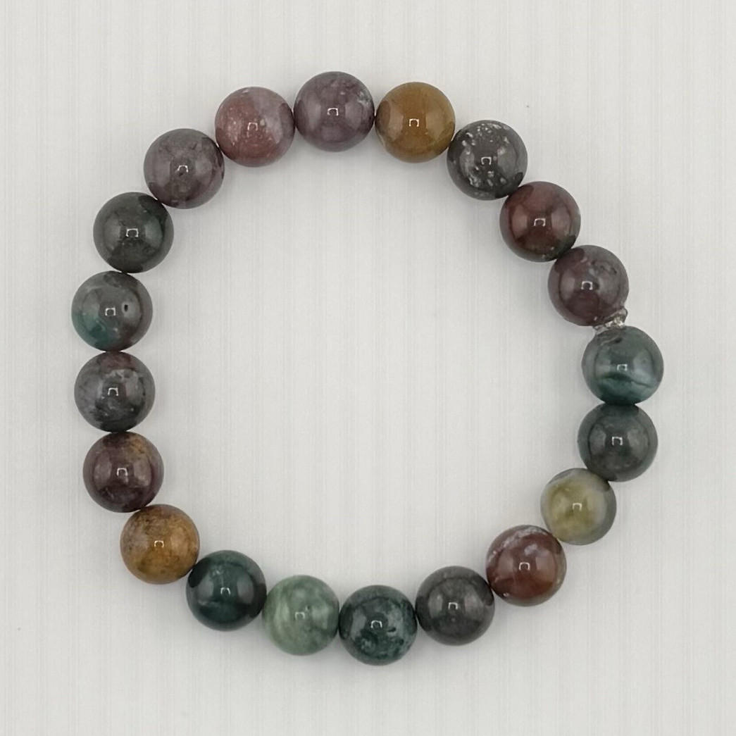 Multicolor Round Gemstone Beaded Stretch Bracelet 7in No Clasp gallery