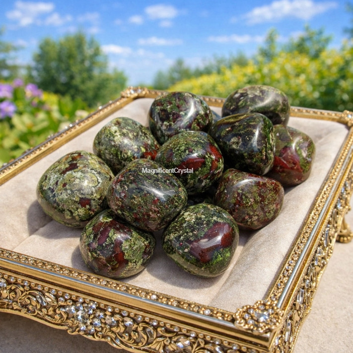 4PCS Bloodstone Tumbled Stone Bracelet Set Protection Healing Crystal Jewelry gallery