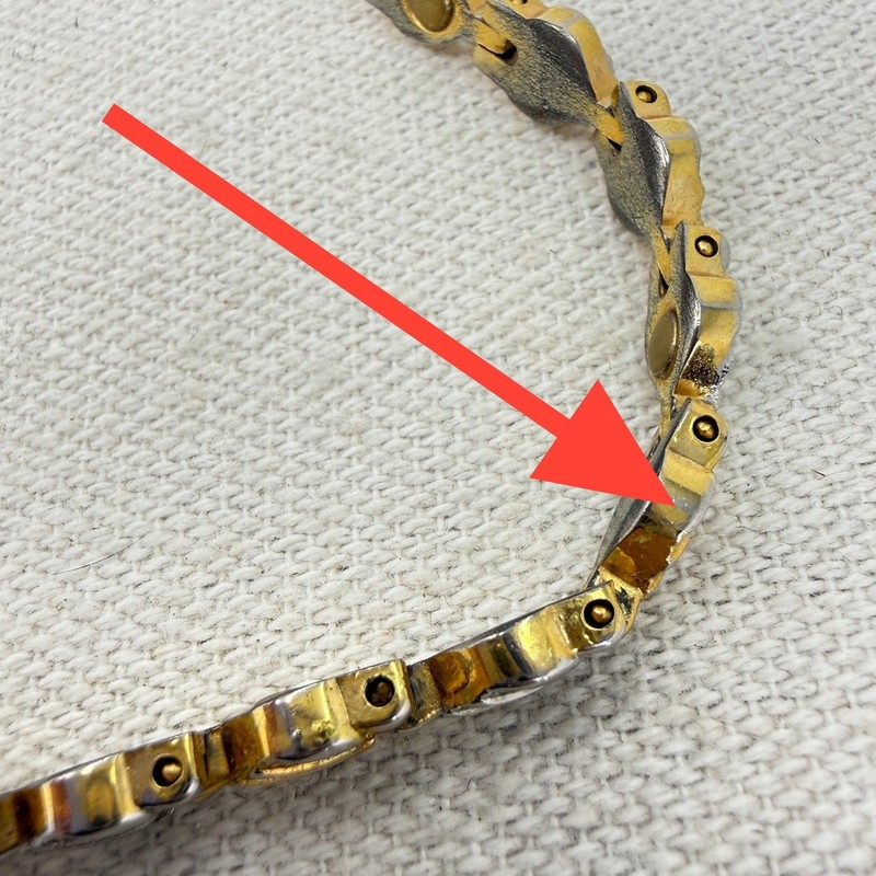 Heart Link Bracelet Two Tone Gold & Silver Tone Clasp Closure Dainty Simple Love gallery