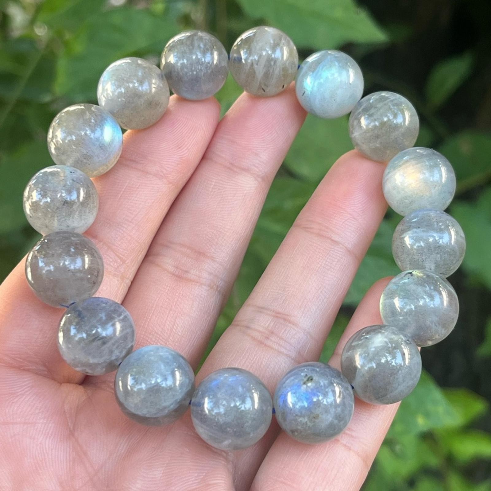 13.5mm stretchable chunky flashy labradorite bracelet gallery