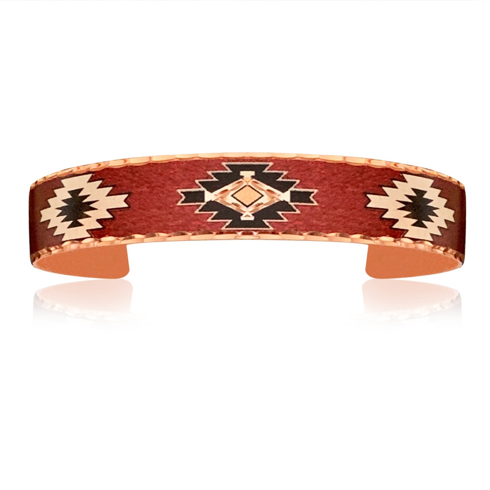 Handmade Copper Cuff Bracelet SW Diamond Motif Sienna Native Tribe Bracelets gallery