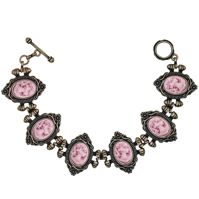 5pcs Lady Cameo Bracelet Bulk Lot Victorian Vintage Style Antique Bronze Jewelry gallery