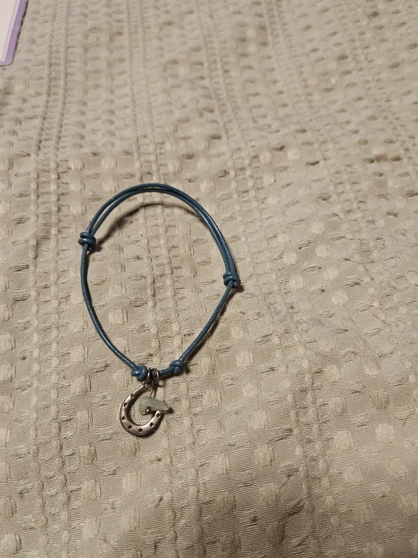 Blue Cord Adjustable Slip Knot Bracelet, Horseshoe Dangle Charm Luck Theme gallery