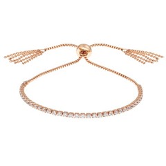 Elegant Confetti 18K White Gold Plated Diamond Bolo Heart Bracelet
