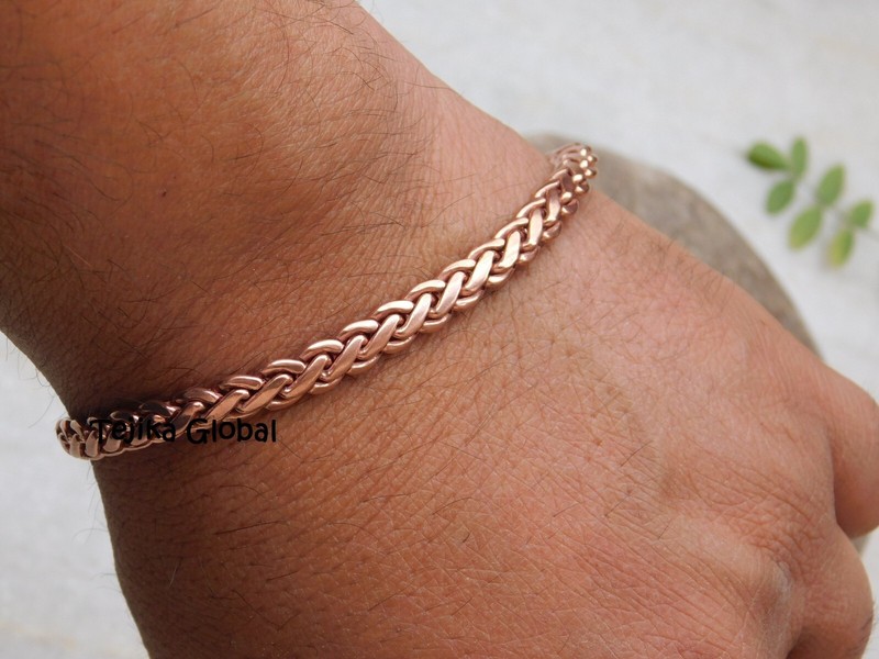 Pure Solid Copper Bracelet Arthritis Antique Chain Link Rider 6 mm Bracelet, gallery