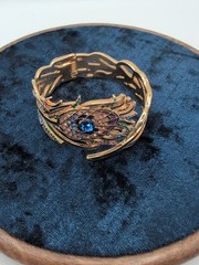 Vintage Peacock Bracelet 6″ MMA Canada Rhinestone Gold Plated