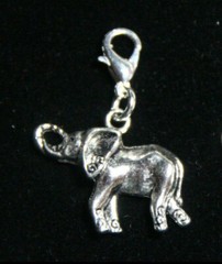 Elephant Charm Clip On Clasp, Side Slider Charms Wild Animal Safari Zipper Pull