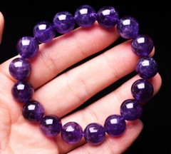 12mm Genuine Natural Purple Amethyst Crystal Round Beads Bracelet 7.5 Inch AAA
