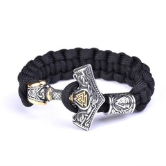 Men’s New Viking Mjolnir Hammer Bracelet Parachute Rope Bracelet Amulet Gift