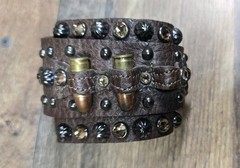 The Rowdy Cowgirl Leather Bracelet Gunslinger Cuff Fake Bullets Pre Owned