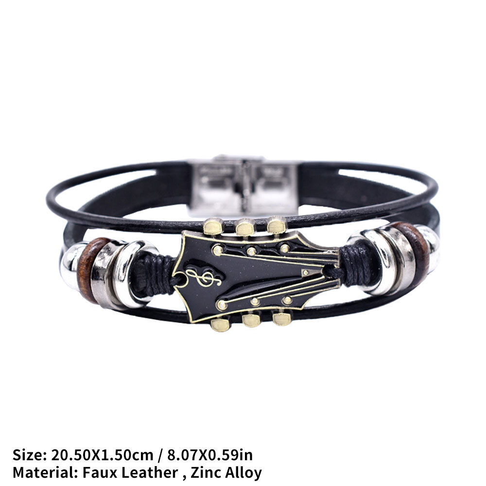 Retro Faux Leather Guitar Bracelet,Zinc Alloy Rock Music Guitar Bracelet ET gallery