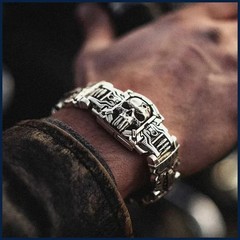 Vintage Skull Bracelet Punk Hip-Hop Biker Jewelry for Men