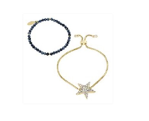 Heidi Daus Anniversary Collection 2pc Beaded and Bolo Star Bracelet Set—Small