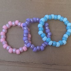 Pink Purple and Blue Pearl Kandi Braclets Bracelet Set of 3 Rave