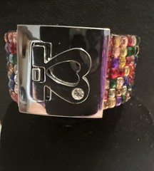 Multicolor Rhinestone Forever 21 Heart Interlocking Cuff Bracelet