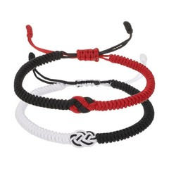 Matching Bracelets, 2pcs Red Black/Black White Knots, Black Red/Black White
