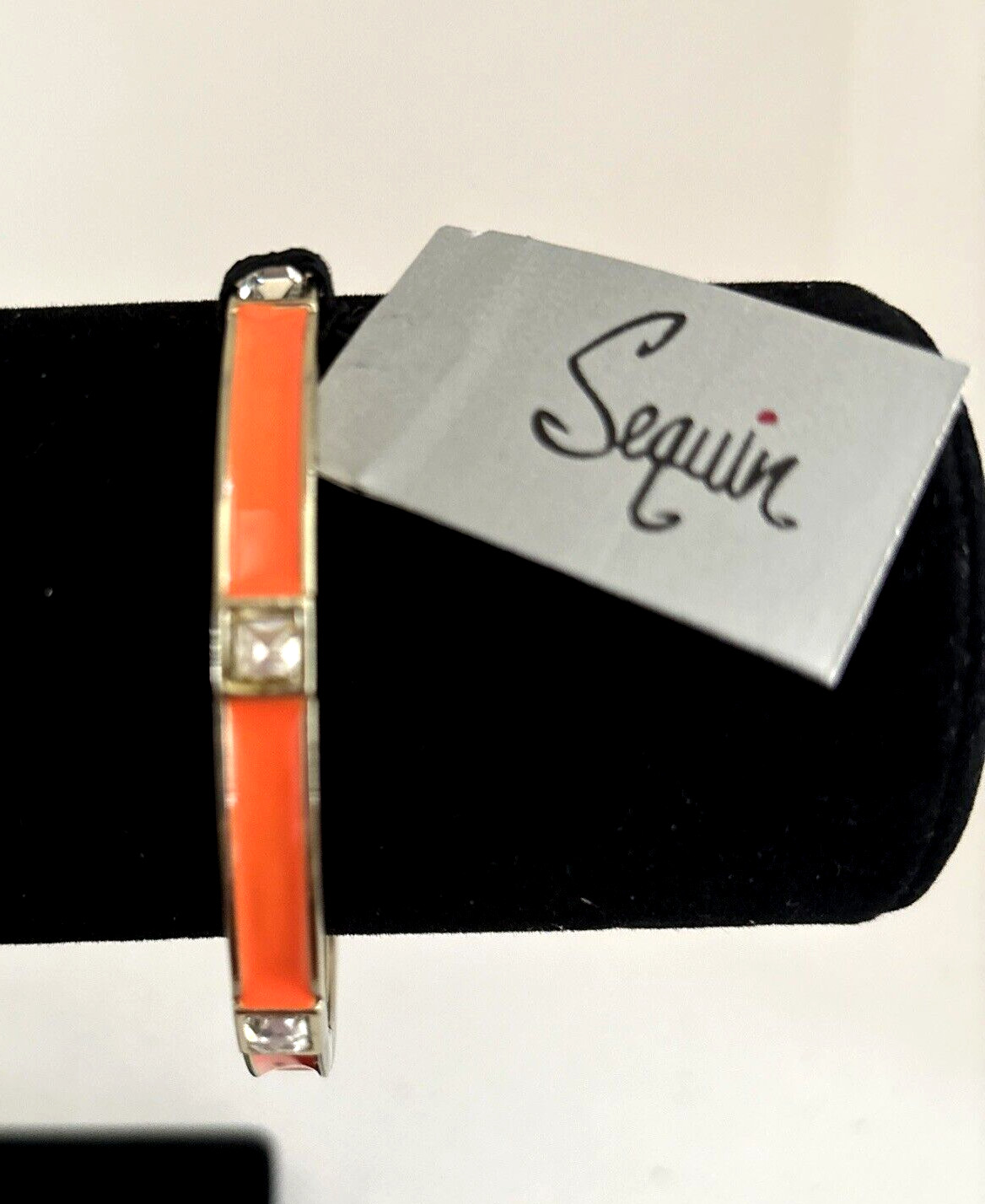 Sequin Brand x Nordstrom New Orange Enamel & Rhinestone Bangle Bracelet gallery