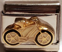 Bicycle Gold on White 9mm Italian Stainless Steel Charm by BlinQ