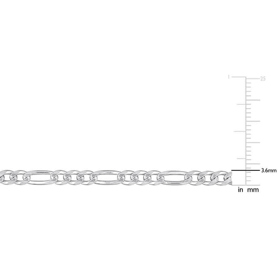 AMOUR 3.8mm Flat Figaro Chain Bracelet In Sterling Silver, 9 In gallery