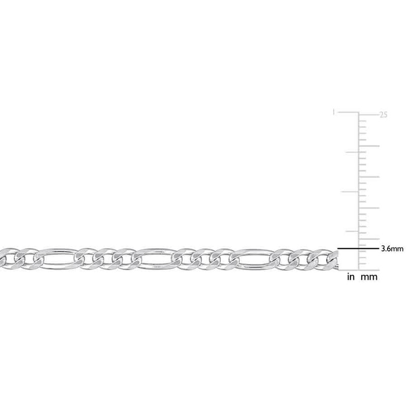 AMOUR 3.8mm Flat Figaro Chain Bracelet In Sterling Silver, 9 In gallery