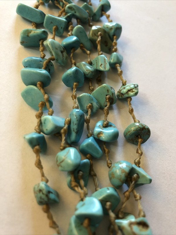 Tumbled Blue Stone Stone Multi Strand Bracelet Rope with a Toggle Clasp 8” gallery