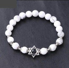 King Solomon Jewish Star of David Bracelet Punk Gothic Kabbalah Mens Women Stone