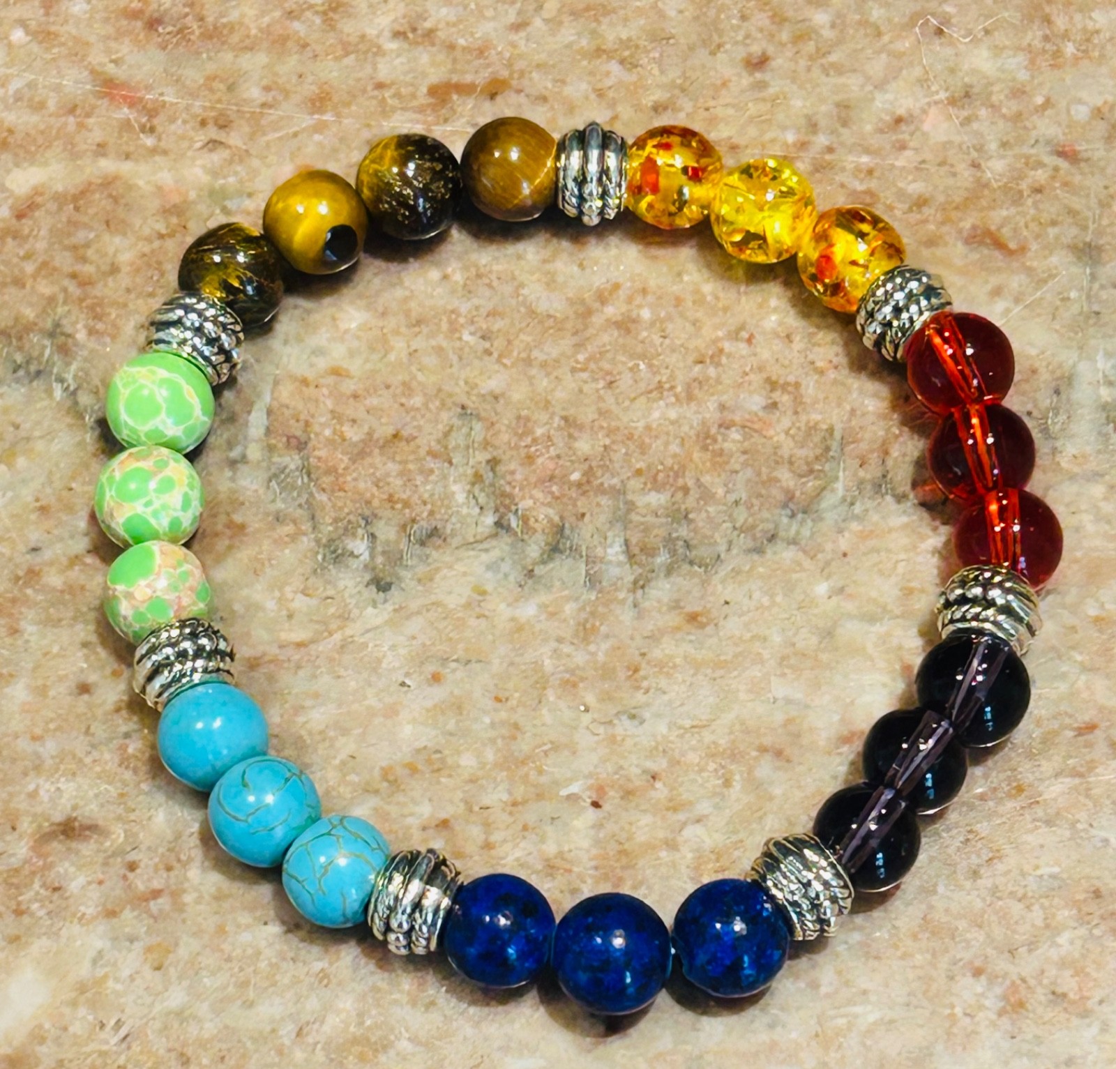 7 Chakras Mixed Stone Bead Stretch Bracelet For Healing And Balance gallery