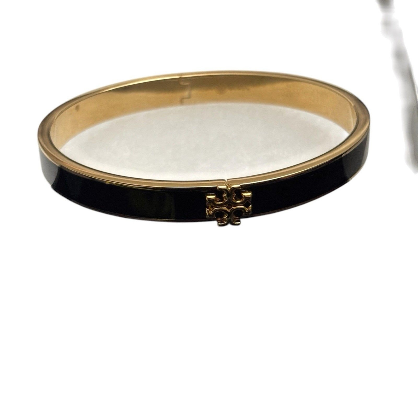 Tory Burch Kira Enamel Hinge Logo Bracelet Black Gold Brand New Authentic gallery