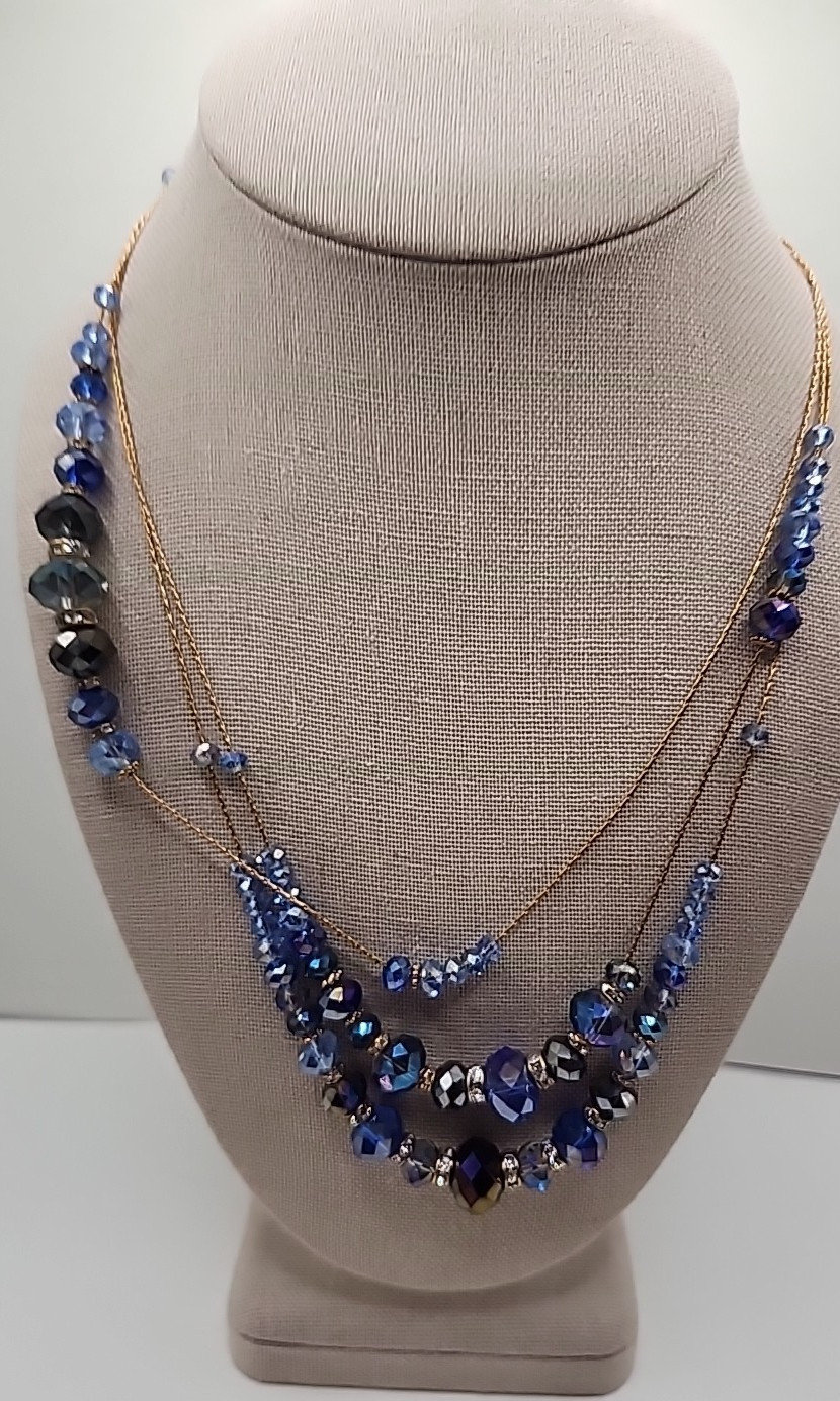 Ali Khan Blue Bead Gold Tone Chain Necklace 21 Inches gallery