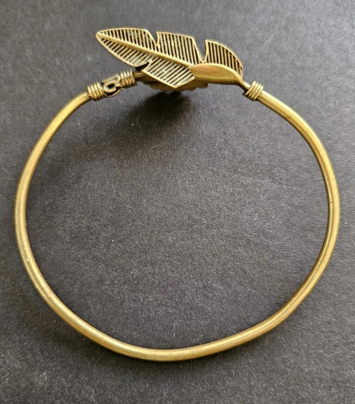 Brasstone LABRADORITE Stone Feather Cuff BRACELET gallery