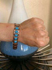 Turquoise Solid Copper Magnetic Bracelet Men Balance Energy Power Calm Peace Joy
