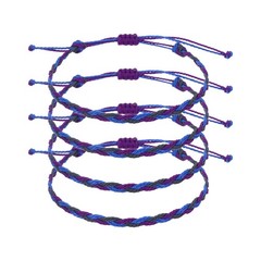4Pcs Braided Rope Bracelets, Adjustable Woven Bracelet, Tricolor Blue-Purple