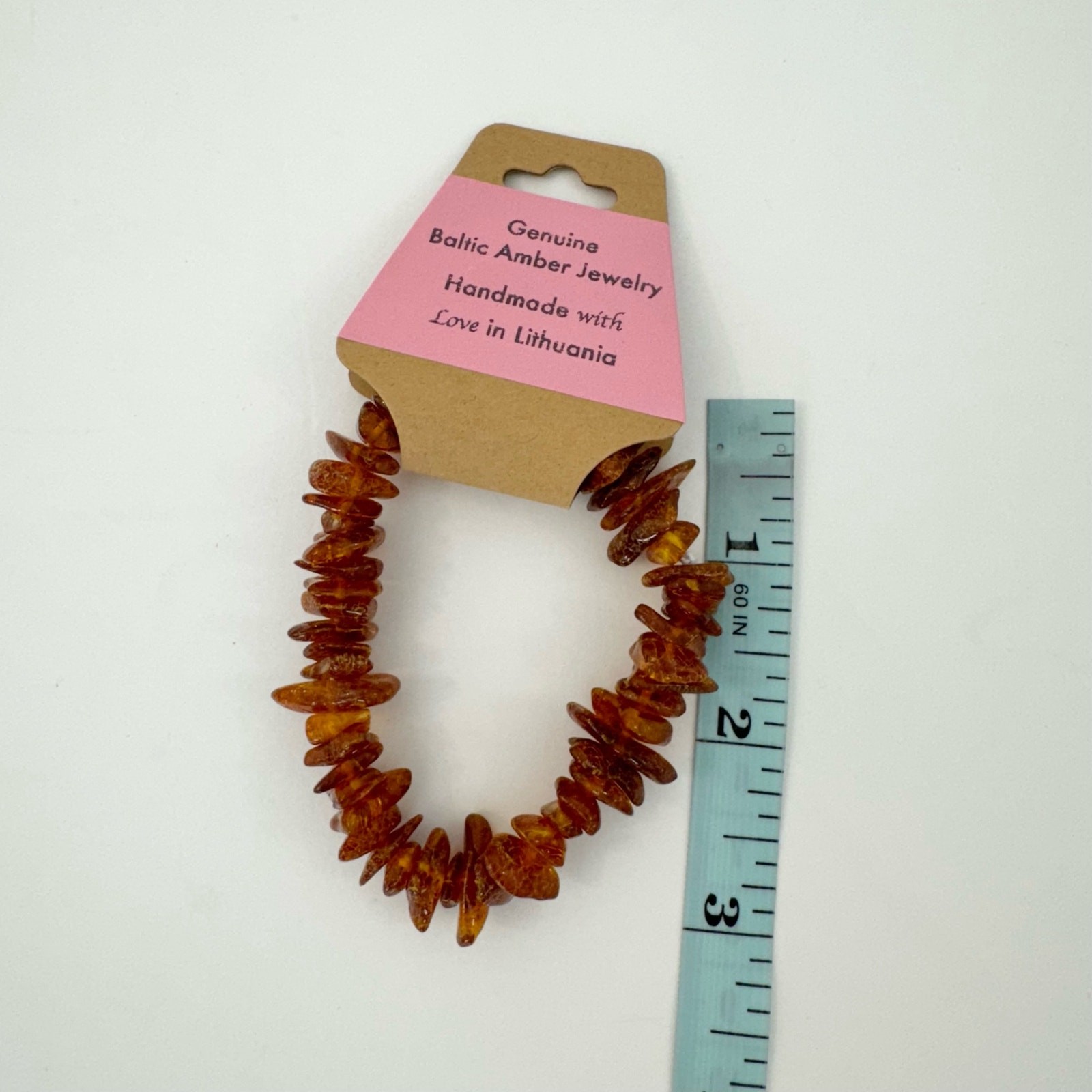 Baltic Amber Bracelet Stretchy Elastic Golden Brown Polished (B402) gallery