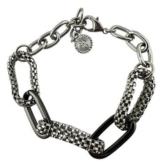 RJ Graziano Contemporary Silver Tone Gunmetal Large Link Chain 7 to 8” Bracelet