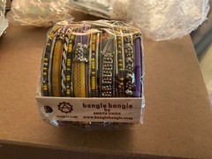 Amrita Singh Bangle Bangle Set – Silver, Purple and Yellow – New