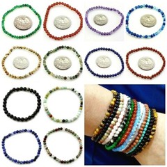 4mm Handmade Round Beaded Bracelet Stretch Healing Reiki Natural Gemstone