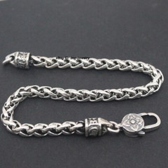 Real 925 Sterling Silver Bracelet 4mm Wheat Link Chain Men’s Bracelet 8.26inch L