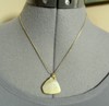 New NATURAL AGATE Stone Charm Pendant- 18" Necklace Tan Cream Goldtone leaf bale gallery