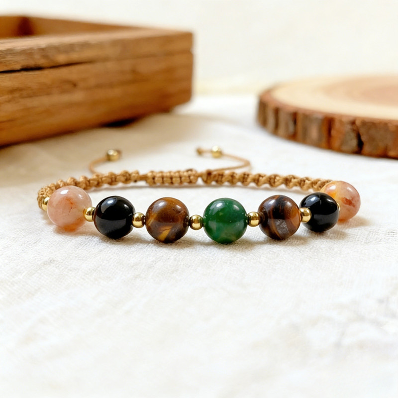 Prosperity stone Bracelet Tiger Eye Obsidian Citrine Aventurine Chakra Jewelry gallery