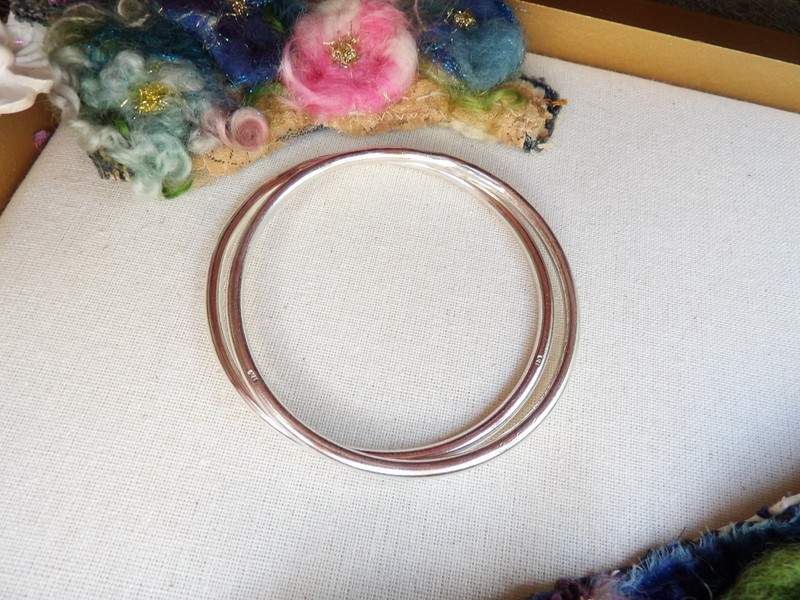 sterling silver bangles for women, set of 2, stamped gallery