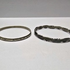Vintage lot Alpaca Silver Tone Bracelets Stacking Lot of 2