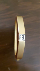 Hagrid’s Gold Tone Solitaire CZ Engagement Ring Bangle Bracelet Hinged CZ Glass