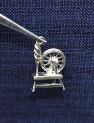 Unique Vintage Silver Spinning Wheel Charm