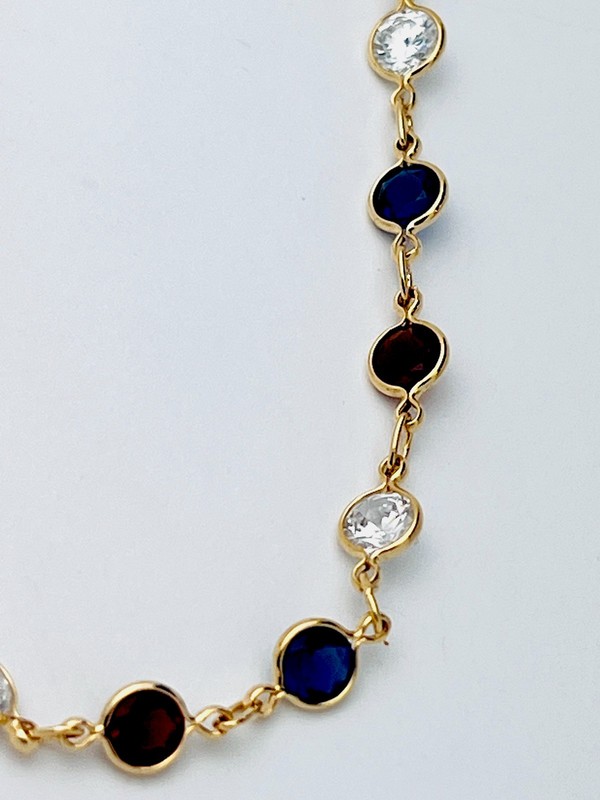 DaneCraft 24KT Gold Over 925 Sterling Silver Multicolor CZ Bracelet 7” gallery
