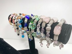 Colorful Bracelets Wholesale Lot of 12 Multi Color Angel Beaded Toggle Bracelet