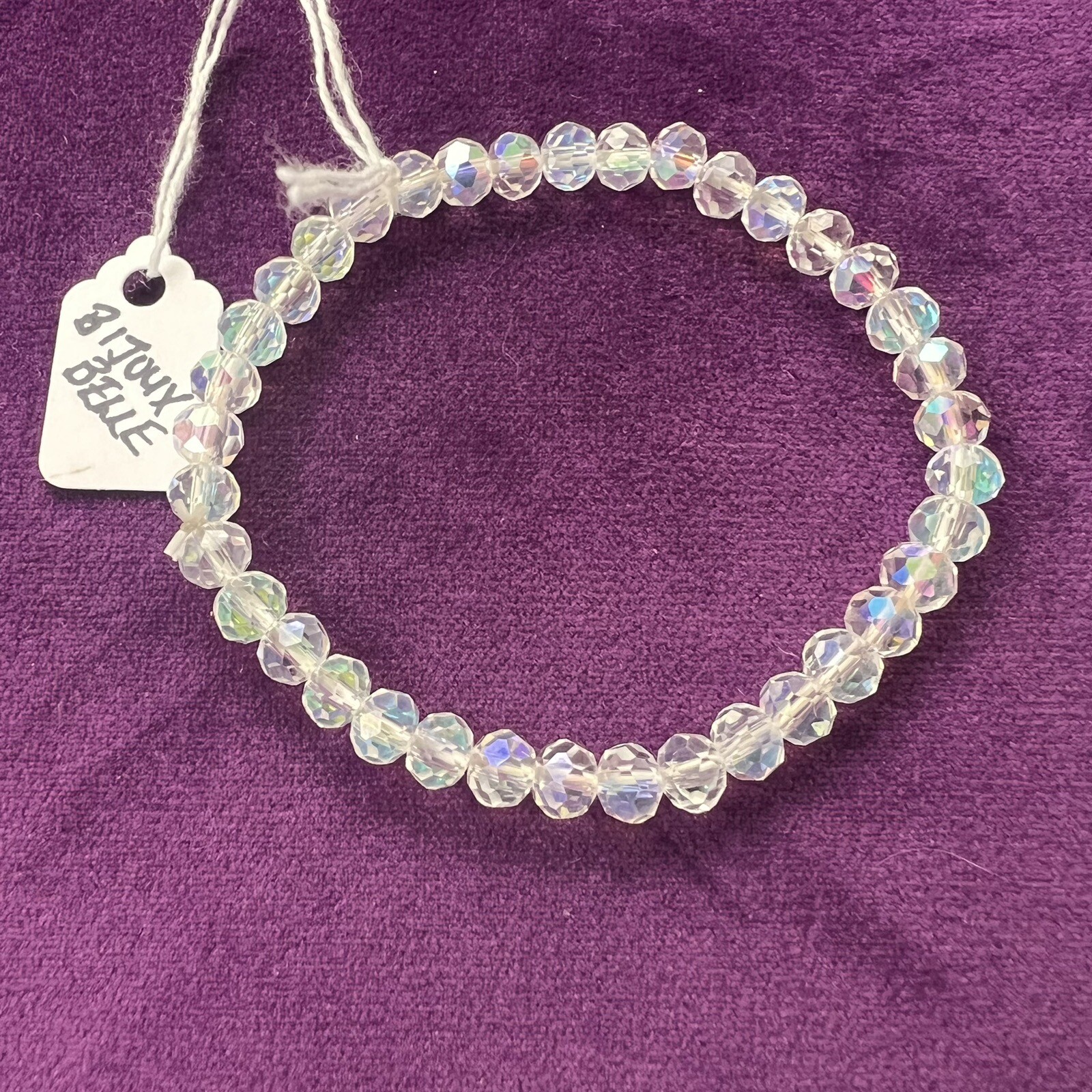 6mm Transparent Aurora Borealis Crystal Stretch Beaded Bracelet gallery