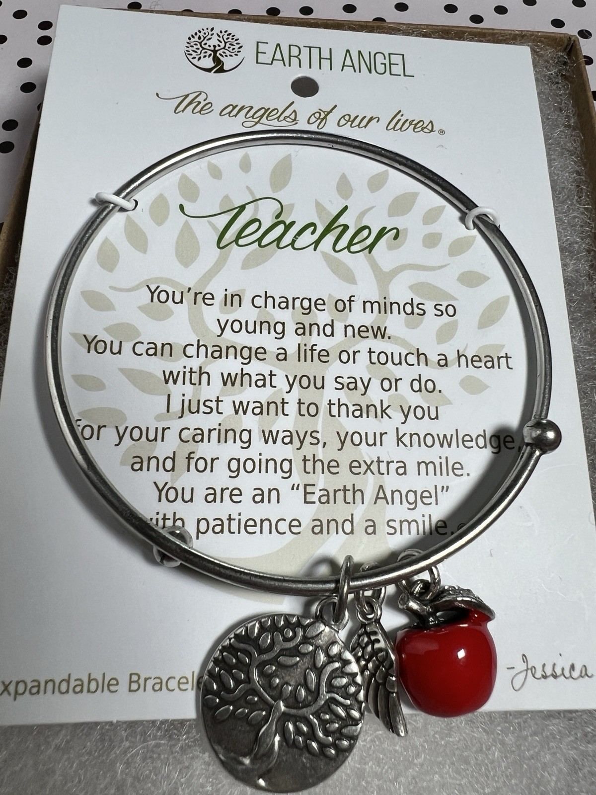 Earth Angel Teacher Charm Bracelet Nickel Free Lead Free Expandable New in Box gallery