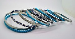 Gorgeous modern Designer style 13pcs Blue & silver Multi color Bangle Bracelet